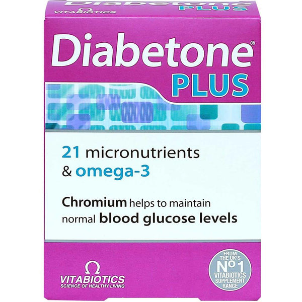 Vitaboitics Diabetone Plus Diabetes Support Supplement With Chromium & 
Omega 3 - Artificial Colors Free, Preservatives Free, No Added Sugar 56 Tablets