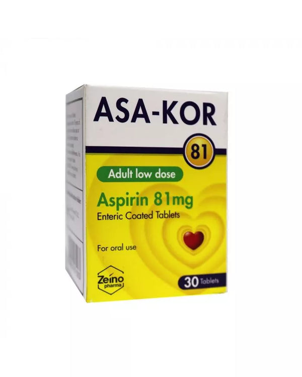 Asa-Kor 81 Enteric Coated Tablets 30s