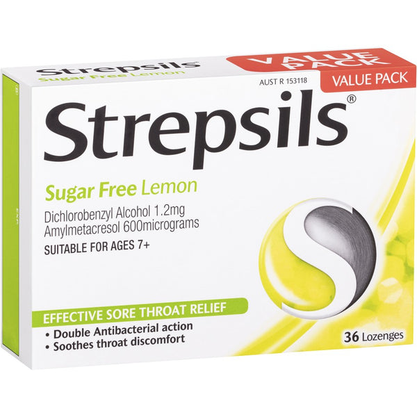 Strepsils Lemon Sugar Free Lozenges 36s