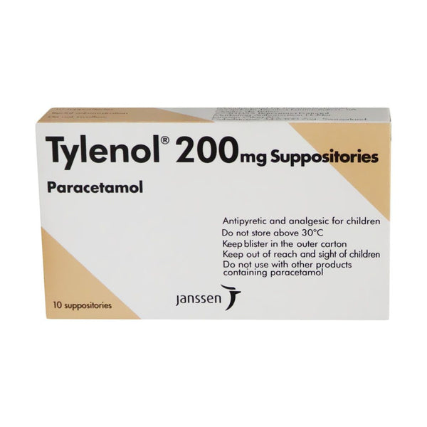 Tylenol Suppositories (200mg), 10 Tablets