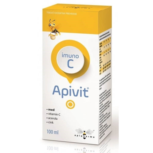 Apivit Imuno C Liquid Supplement with Honey, Acerola, Vitamin C & Zinc 100 ml