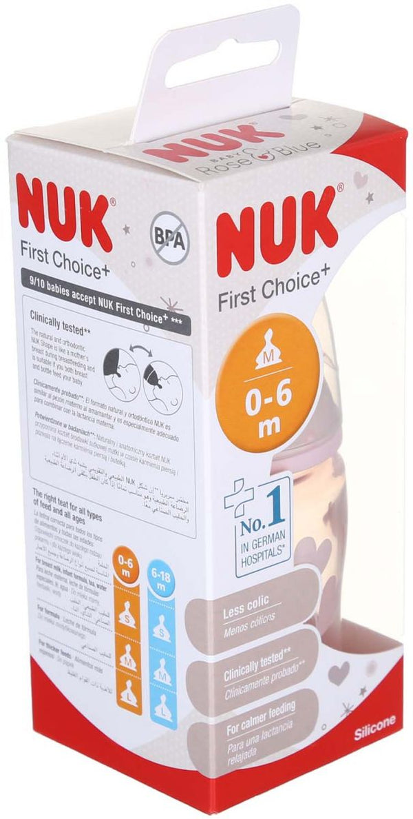 Nuk Plastic Baby Bottle with Silicone Teat - Pink 150ml