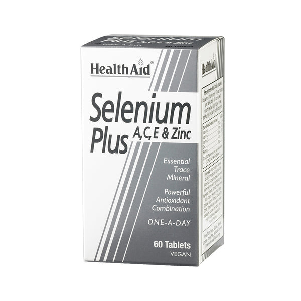 Health Aid Selenium A,C,E & Zinc Plus Tablets Vegan, 60 Counts