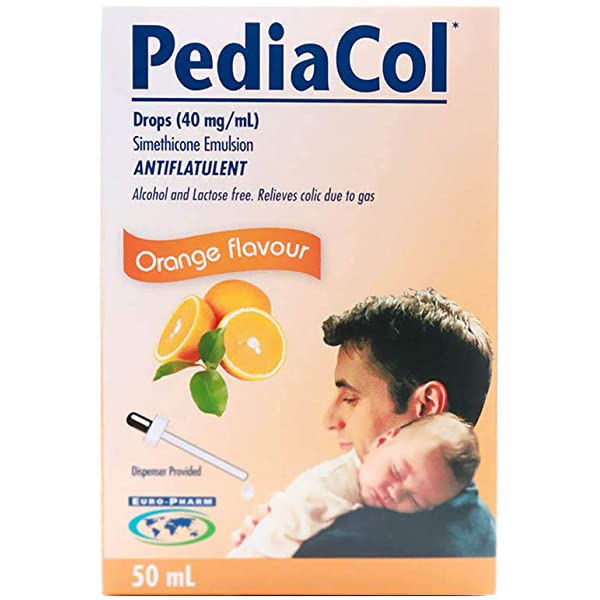 Pediacol Antiflatulent Colic Relief Orange Flavor Drops for Babies - lactose free, alcohol free 50 ml