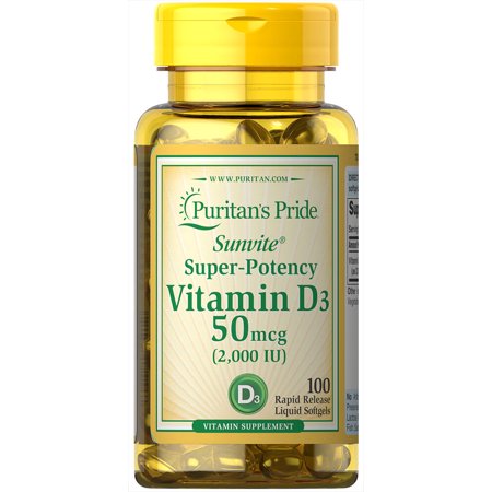 Puritan's Pride Sunvite Super Potency Vitamin D3 50 ميكروغرام 2000 وحدة دولية 100 قرص