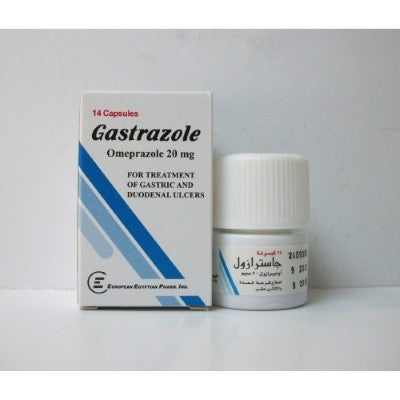 Gastrazole Omeprazole for Treatment of Gastric and Duodenal Ulcers, 20mg