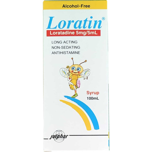 Loratin Loratadine 5mg/5ml Syrup - Alcohol Free, 100ml