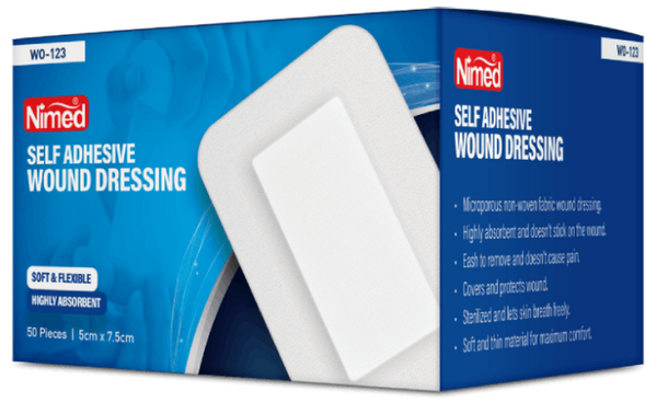 Nimed Self Adhesive Wound Dressing Pad, 9cm x 15cm, 50 Pieces