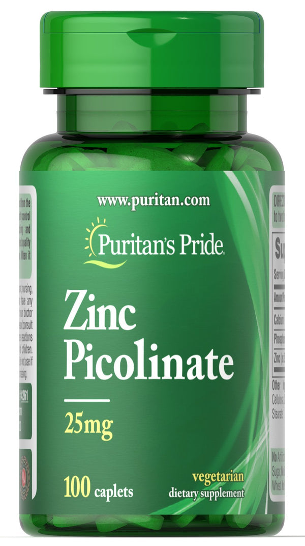 Puritan's Pride Zinc Picolinate 25Mg Tablets, 100 Count