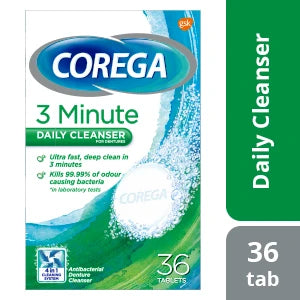 Corega 3 Minutes Daily Cleanser For Dentures 36 Tablets