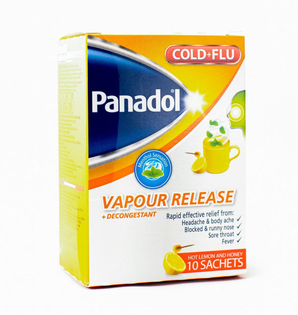 Panadol Honey & Lemon Vapour Release Cold + Flu 10 Sachets