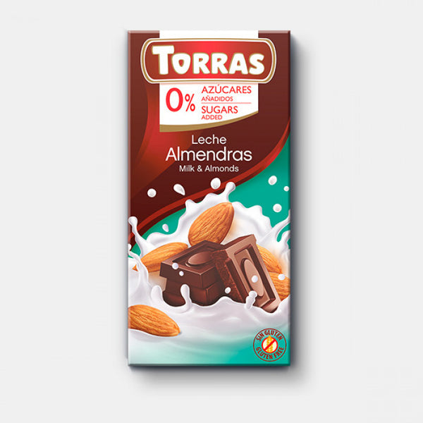 TORRAS SF GF MILK ALMOND CHOCOLATE 75G